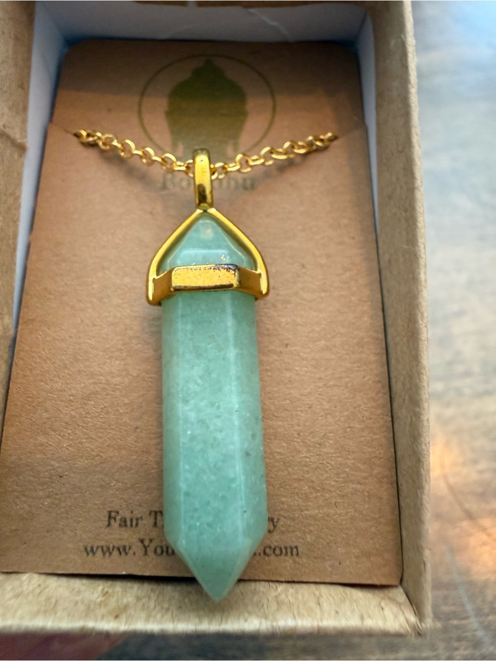 Green Aventurine Gemstone Crystal Pendant NWT